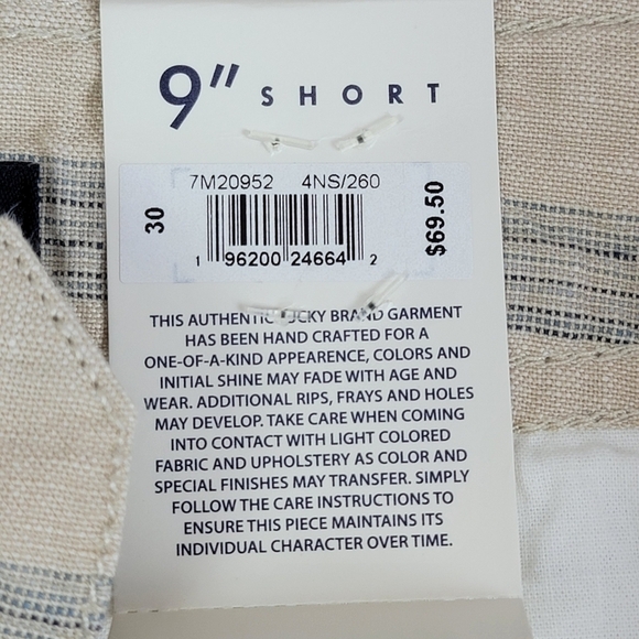 Lucky Brand Beige Stripe Linen Blend 9" Flat Front Shorts Sz 30 NEW - Picture 11 of 16